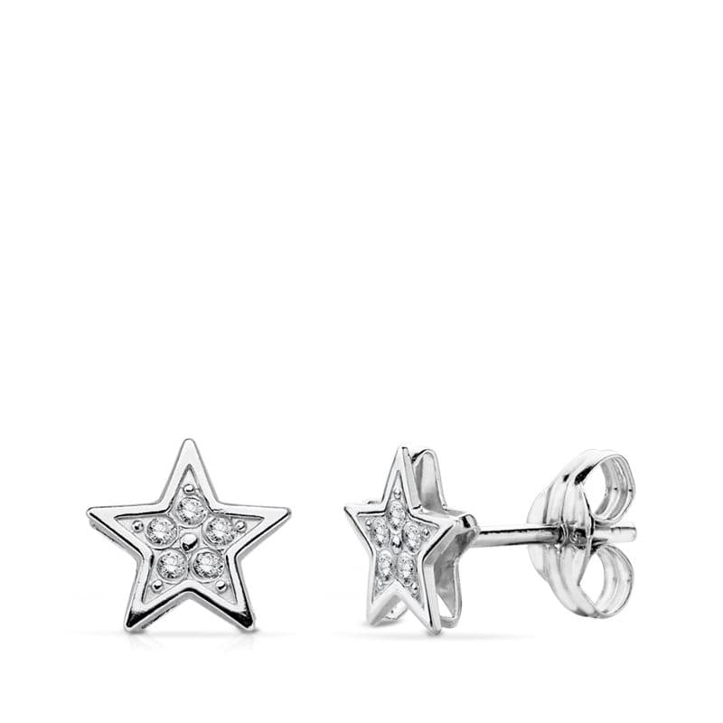 18K PENDIENTES ORO BLANCO ESTRELLA 6.5X6.5 MM