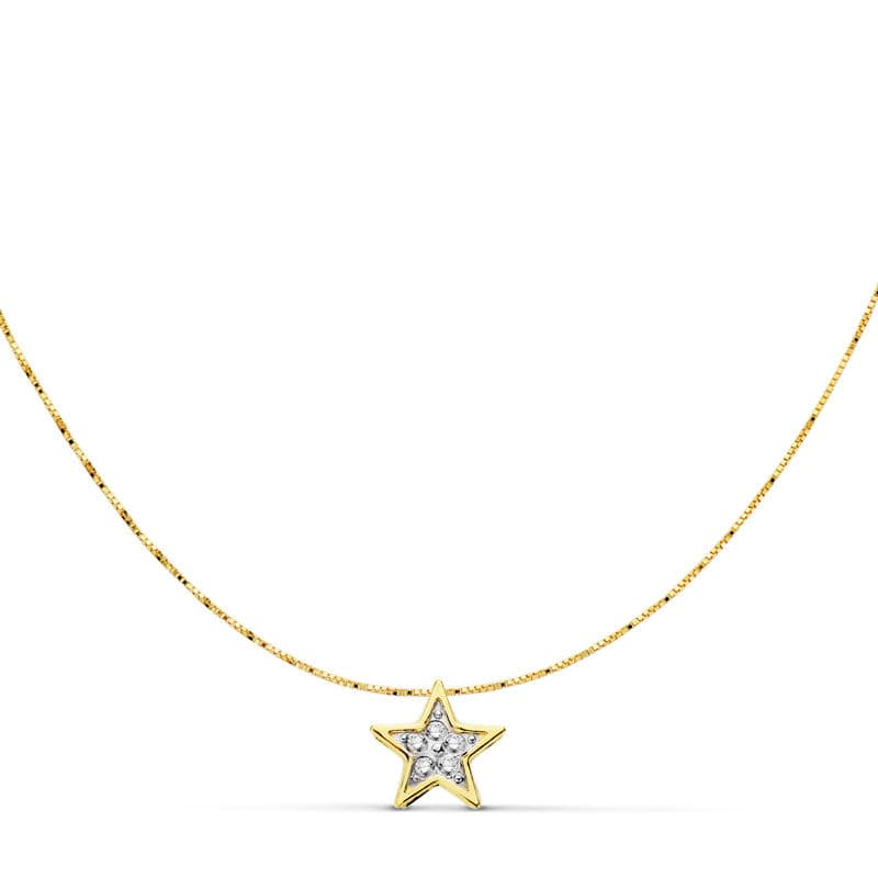 18K GARGANTILLA ESTRELLA 6X6 MM CADENA 42 CM