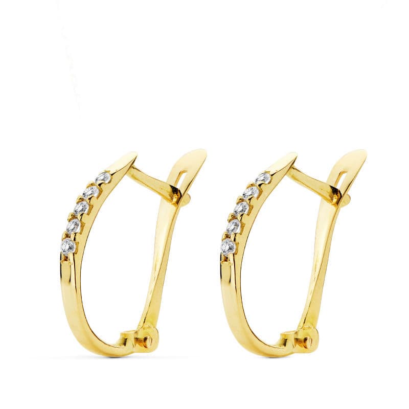 18K PENDIENTES ORO AMARILLO 1.5 MM GROSOR. 17X9 MM