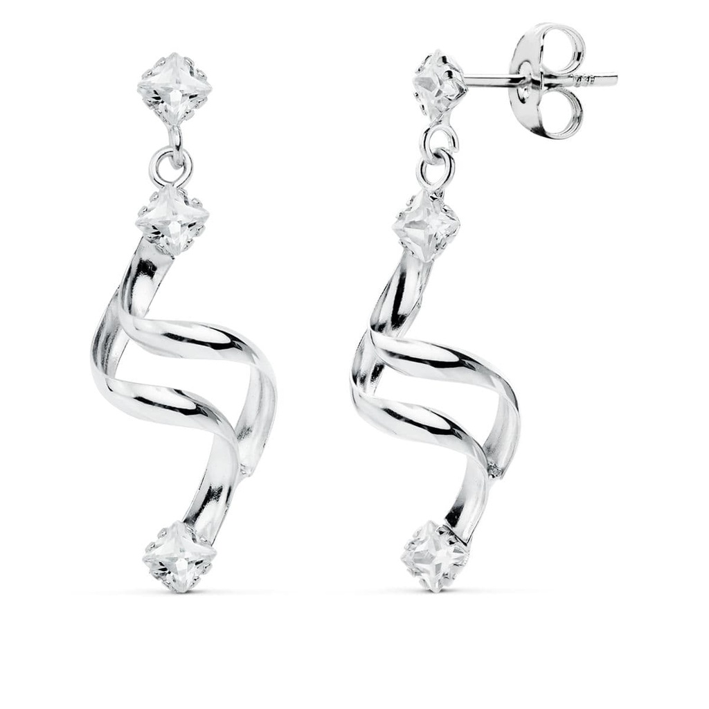 18K PENDIENTES LARGOS ORO BLANCO CIRCONITAS