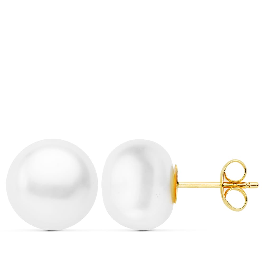 18K PENDIENTES PERLA BOTON 10-10.5 MM
