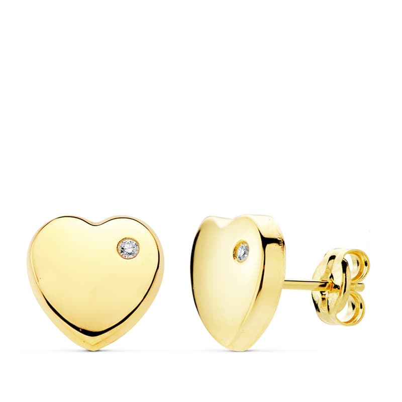 18K PENDIENTES CORAZON CIRCONITAS 8X8 MM