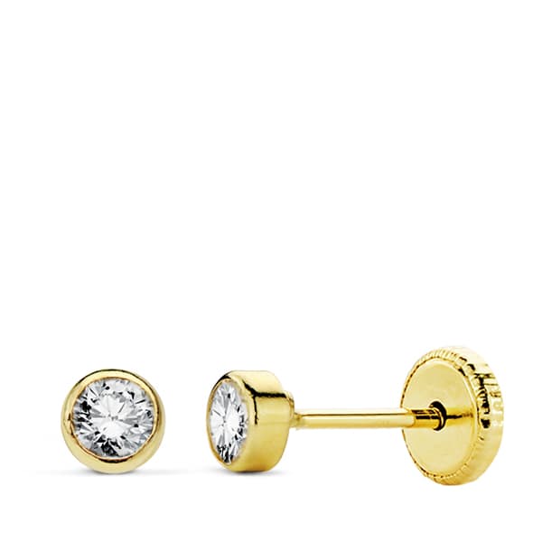 18K PENDIENTES ORO AMARILLO CIRCONITA REDONDOS 3 MM