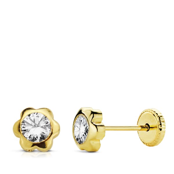 18K PENDIENTES ORO AMARILLO MARGARITA CIRCONITA 5 MM