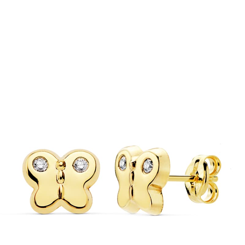 18K PENDIENTES MARIPOSA CIRCONITAS 7.5X6.