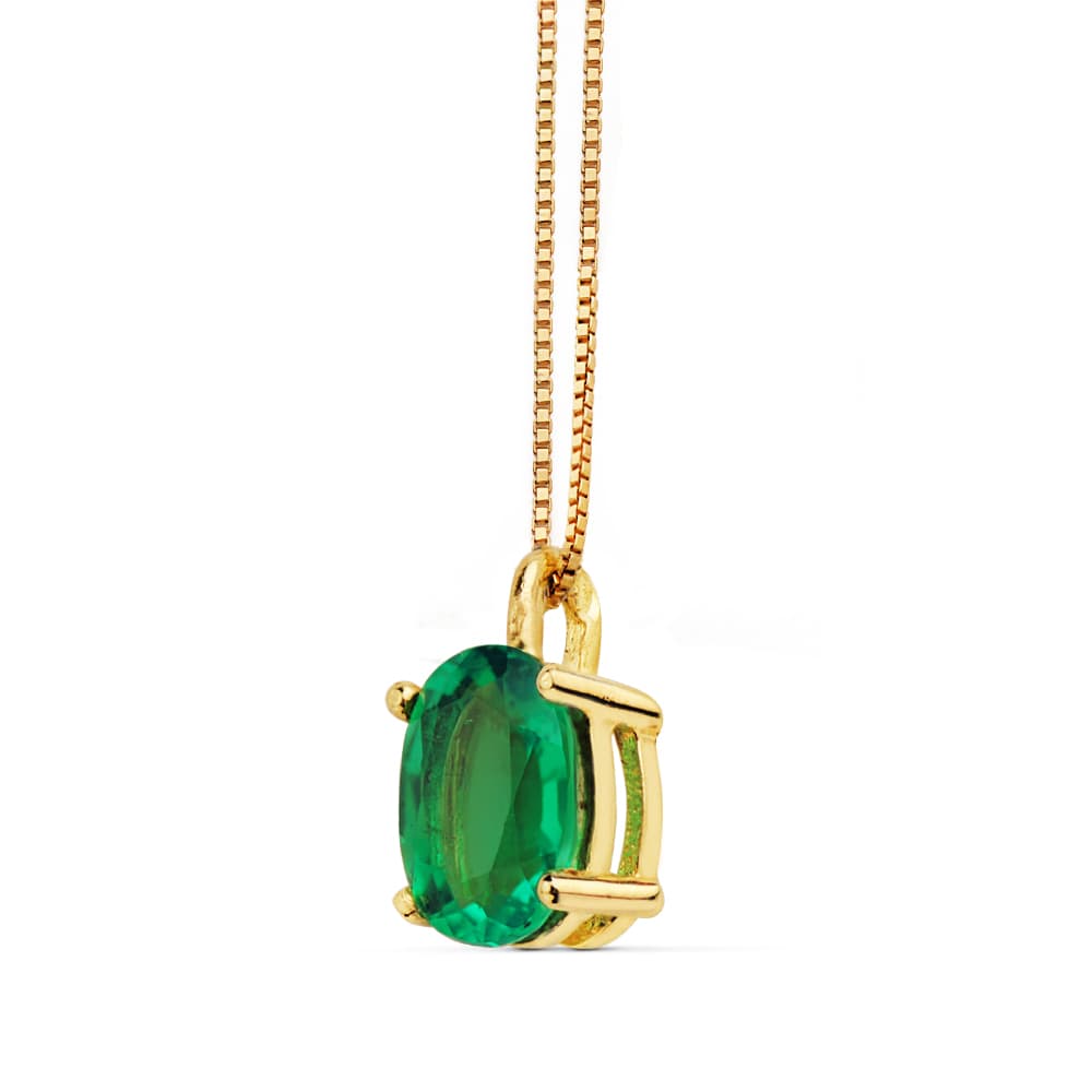 18K COLGANTE CADENA 42 CM ESMERALDA 0.79 QT