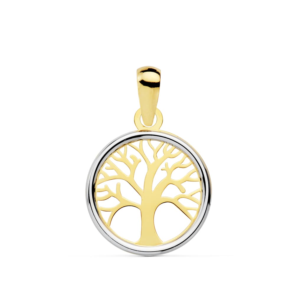 18K COLGANTE ARBOL DE LA VIDA BICOLOR 12 MM