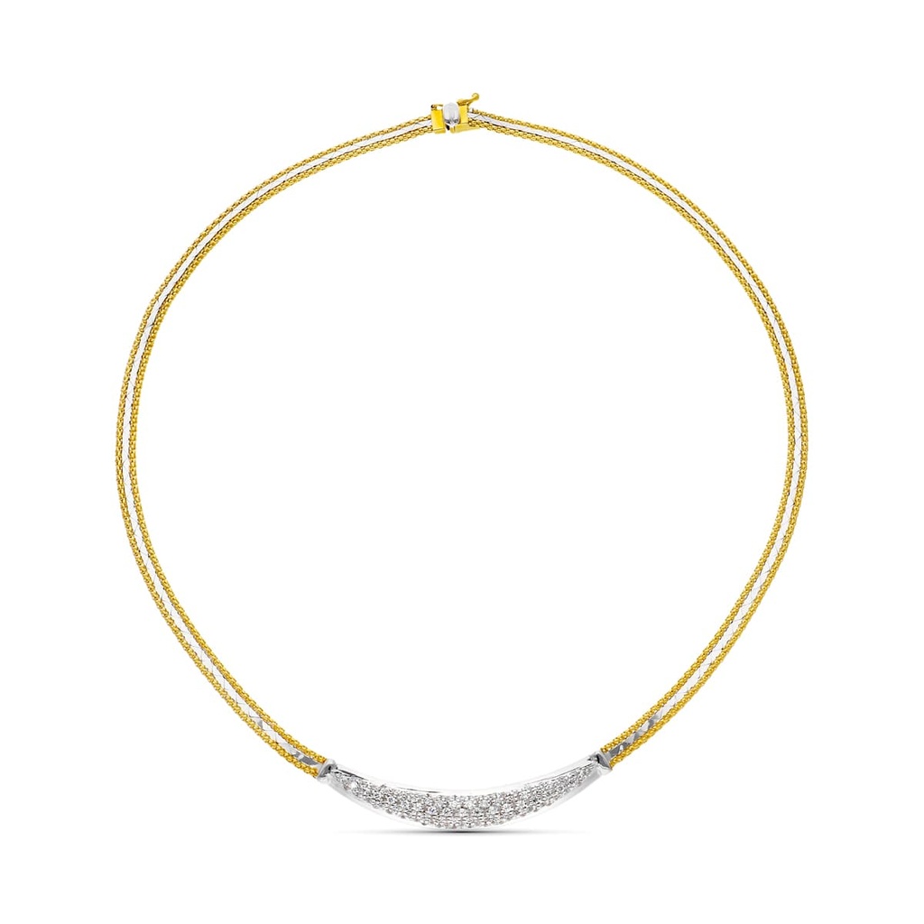 18K GARGANTILLA ORO BICOLOR CON MOTIVO CENTRAL CIRCONITAS