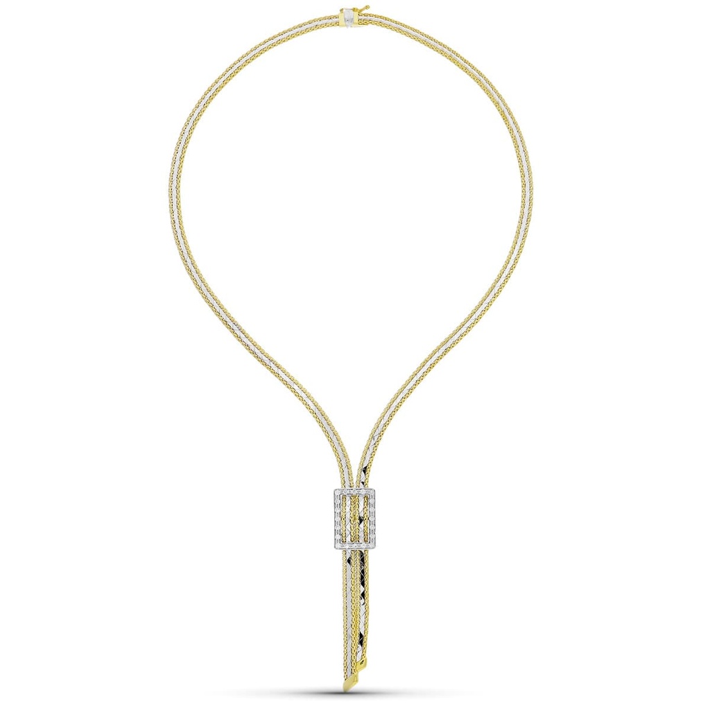 18K GARGANTILLA ORO BICOLOR MOTIVO Y CIRCONITAS
