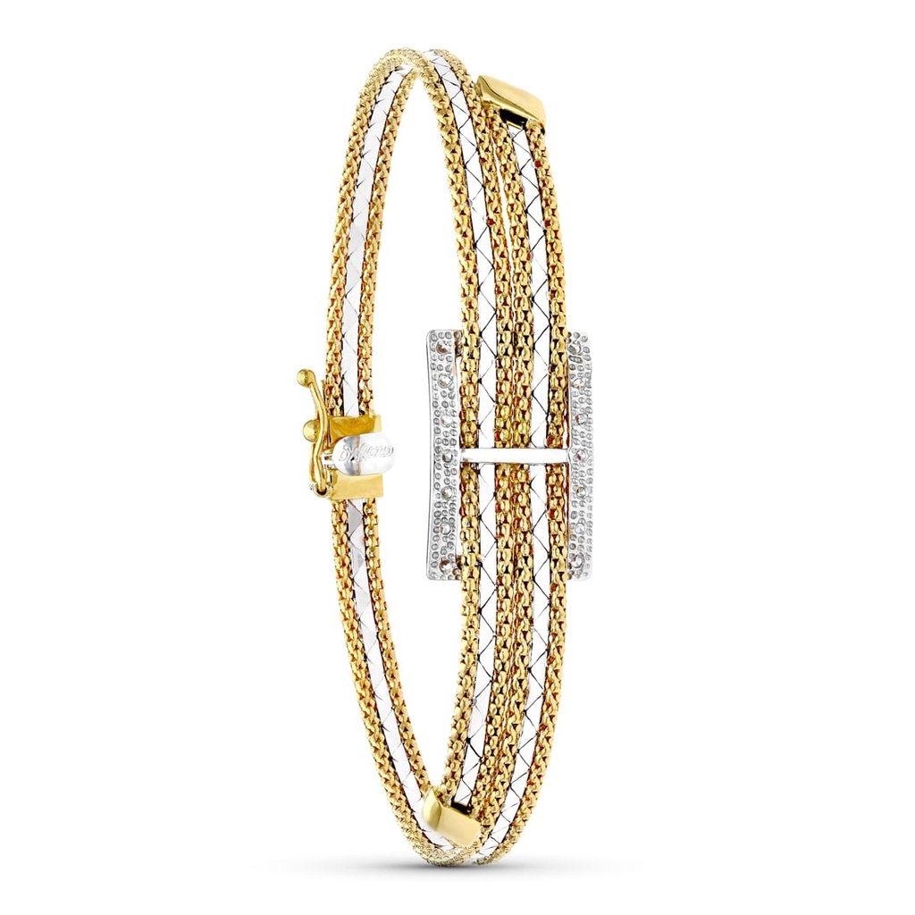 18K PULSERA ORO BICOLOR RECTANGULO.