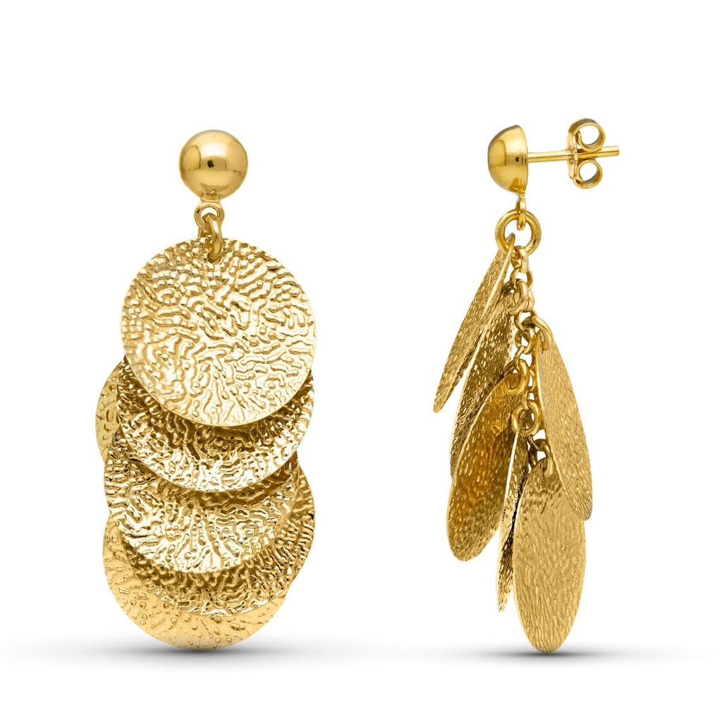 18K PENDIENTES ORO AMARILLO CIRCULOS LABRADOS