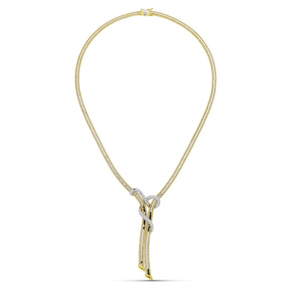 18K GARGANTILLA ORO BICOLOR LAZO Y CIRCONITAS