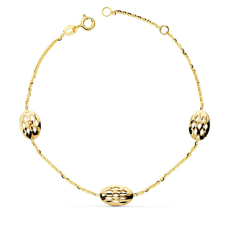 18K PULSERA OVALES CALADOS 19.5CM 2.30 GR