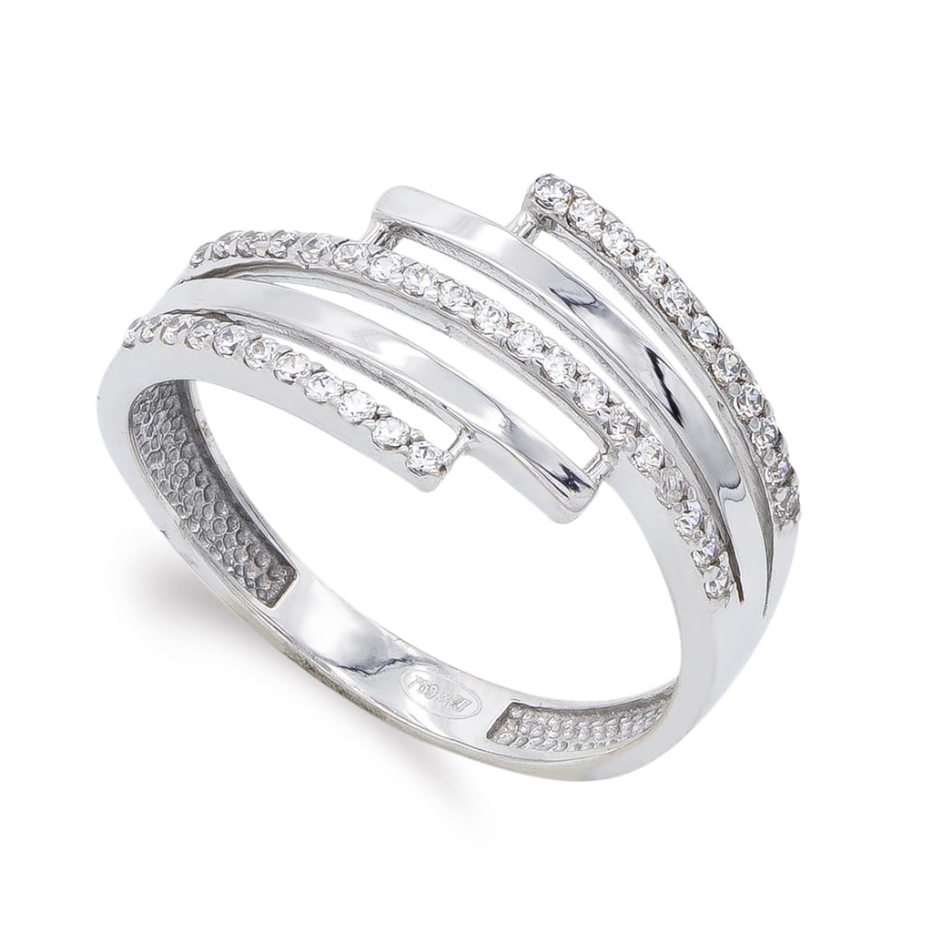 18K SORTIJA ORO BLANCO Y CIRCONITAS