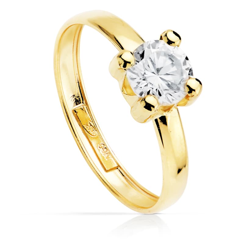 18K SOLITARIO ORO AMARILLO CIRCONITA 6X6 MM