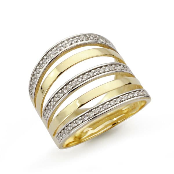18K SORTIJA BICOLOR CIRCONITAS 17 MM