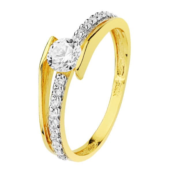 18K SOLITARIO ORO BICOLOR CIRCONITAS 6 MM