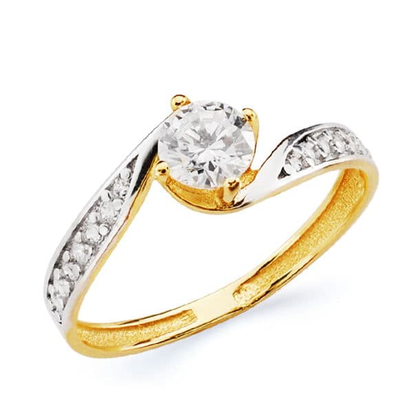 18K SOLITARIO ORO BICOLOR CIRCONITA 5 MM