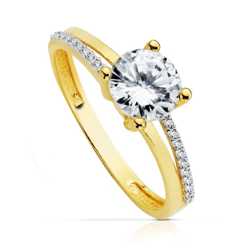 18K SOLITARIO 7 MM ORO BICOLOR CIRCONITAS