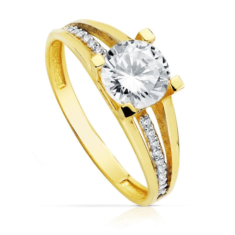 18K SOLITARIO 7 MM ORO BICOLOR CIRCONITAS