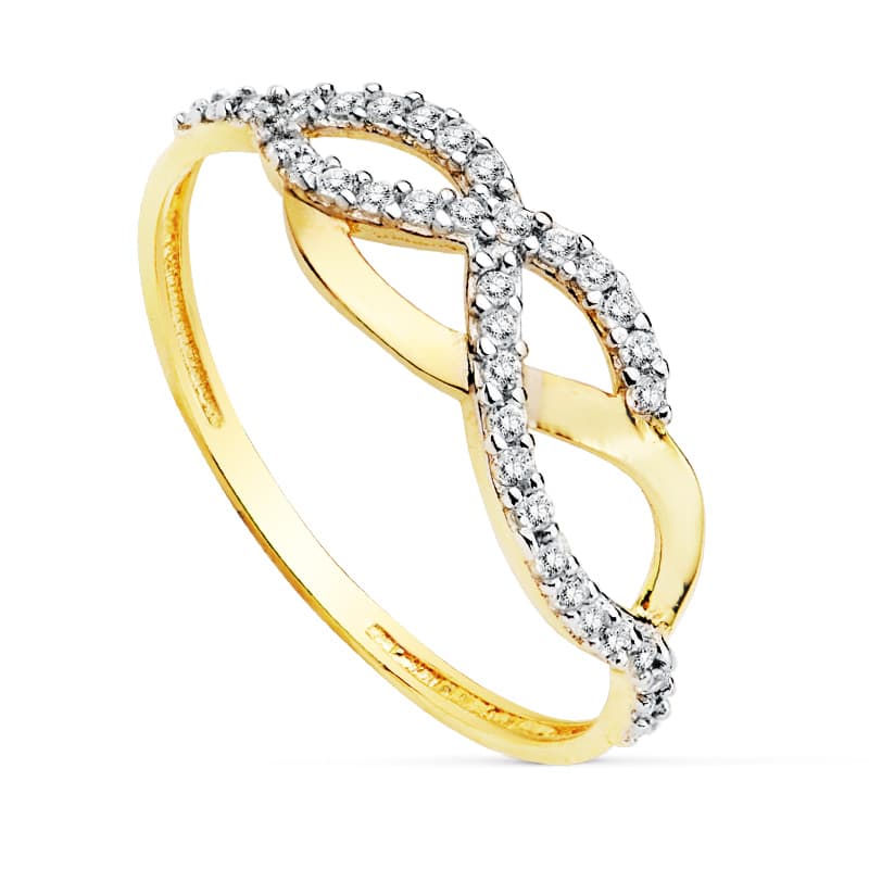 18K SORTIJA BICOLOR CIRCONITAS
