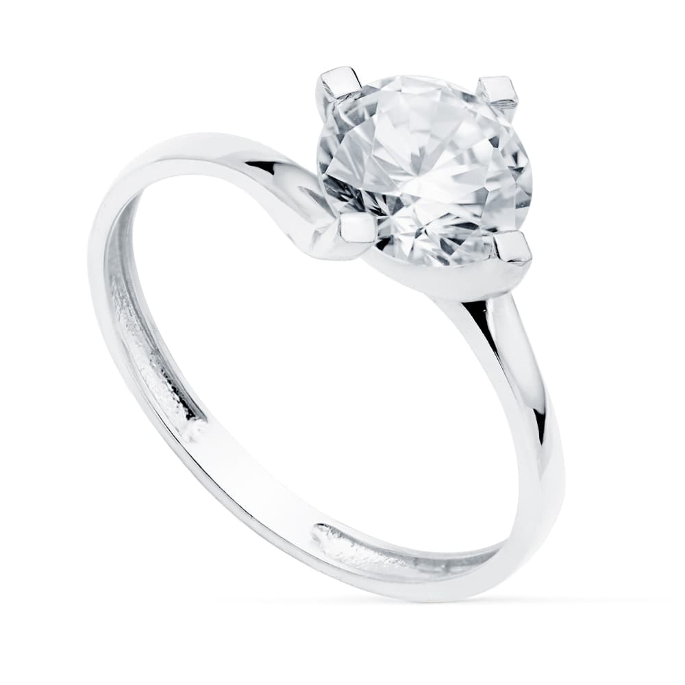 18K SOLITARIO ORO BLANCO CIRCONITA 7 MM
