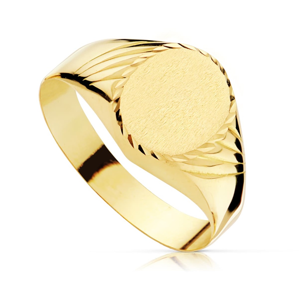 18K SELLO CADETE HUECO OVAL TALLADO