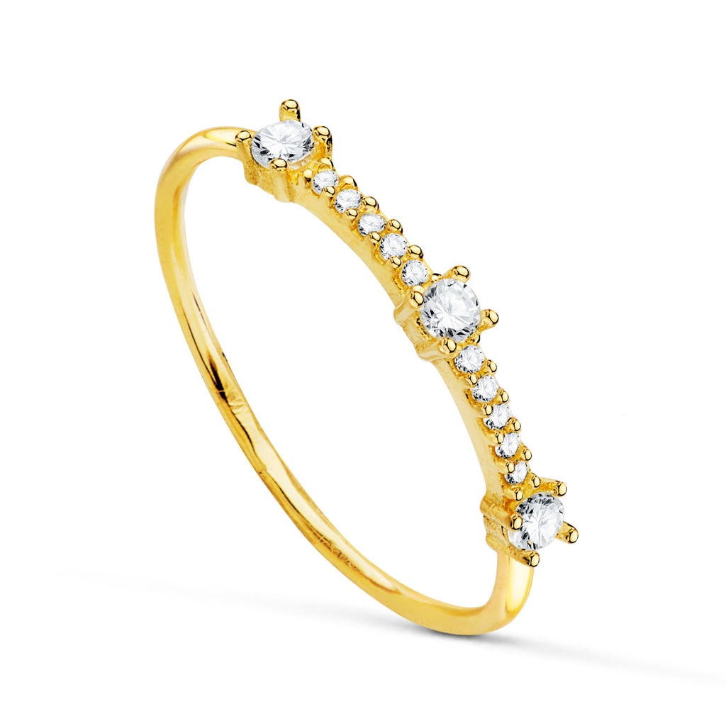 18K SORTIJA ORO AMARILLO CON CIRCONTIAS EN GARRAS. ANCHO CUERPO: 2MM