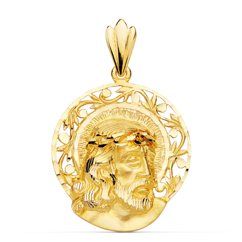 18K CABEZA CRISTO AUREOLA 29X27 MM