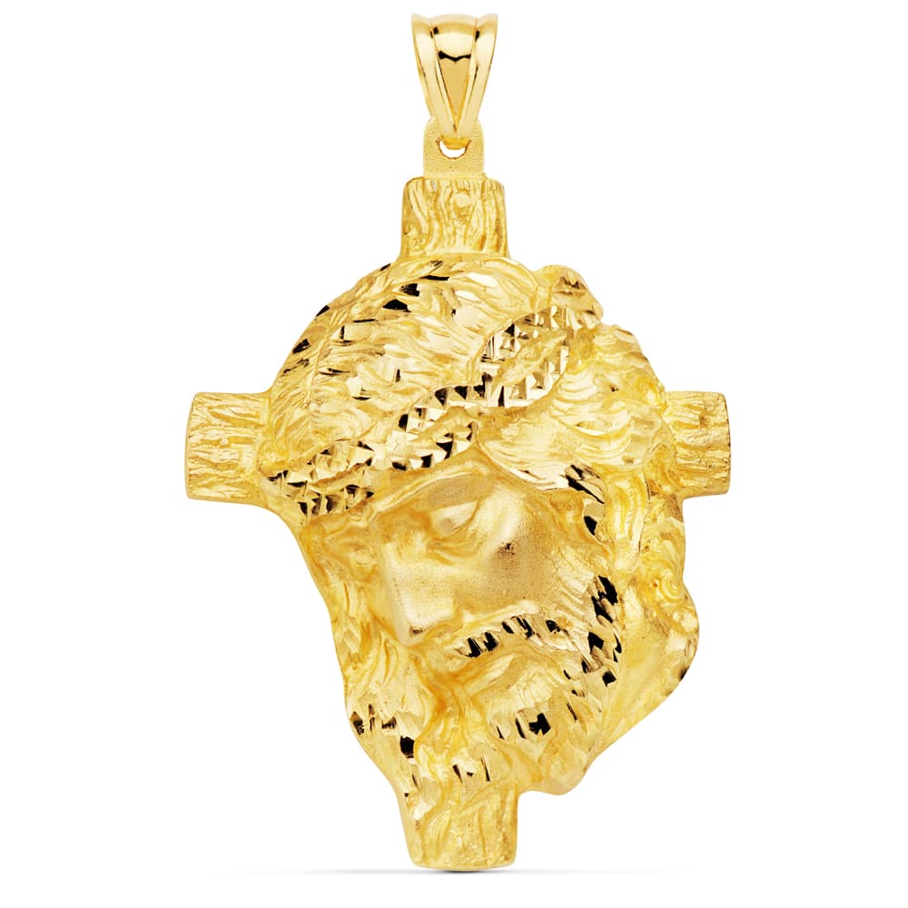 18K CABEZA DE CRISTO FUNDIDO 48X38 MM
