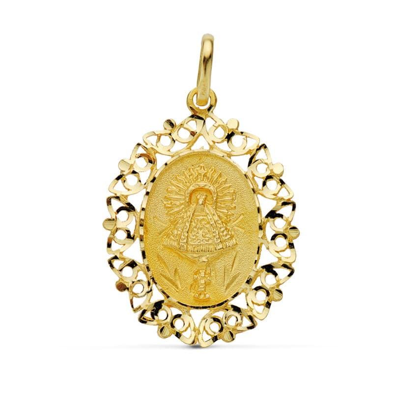 18K MEDALLA VIRGEN DEL PILAR ORLA 30X22 MM