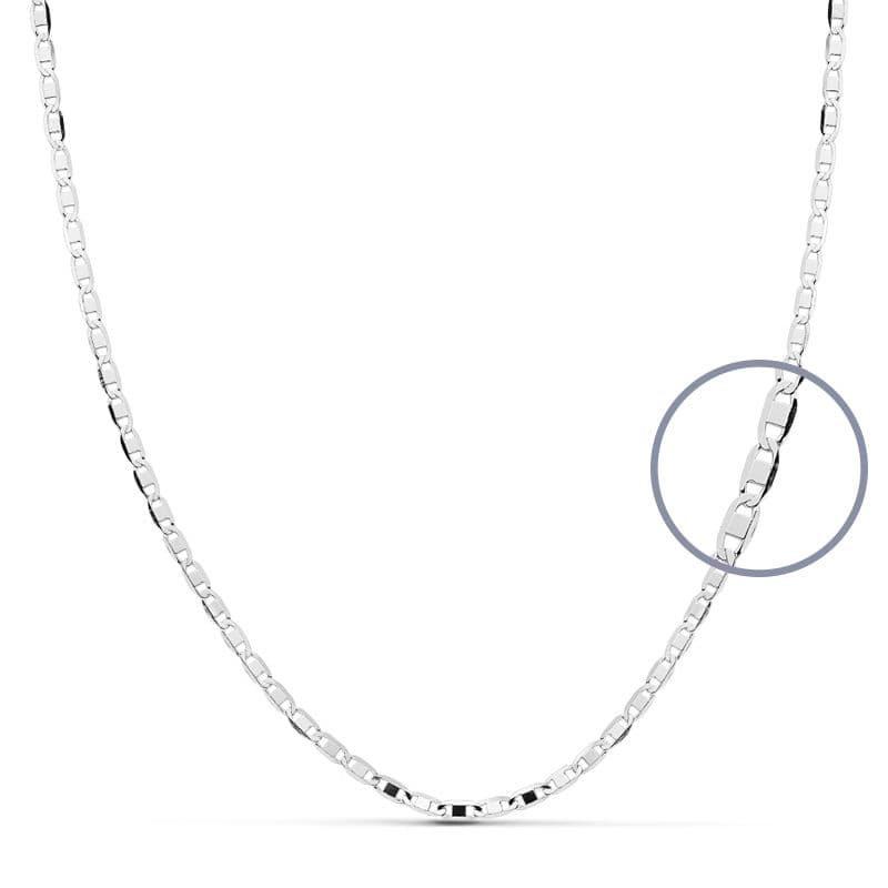 18K CADENA MACIZA ORO BLANCO 40 CM 1.8 MM
