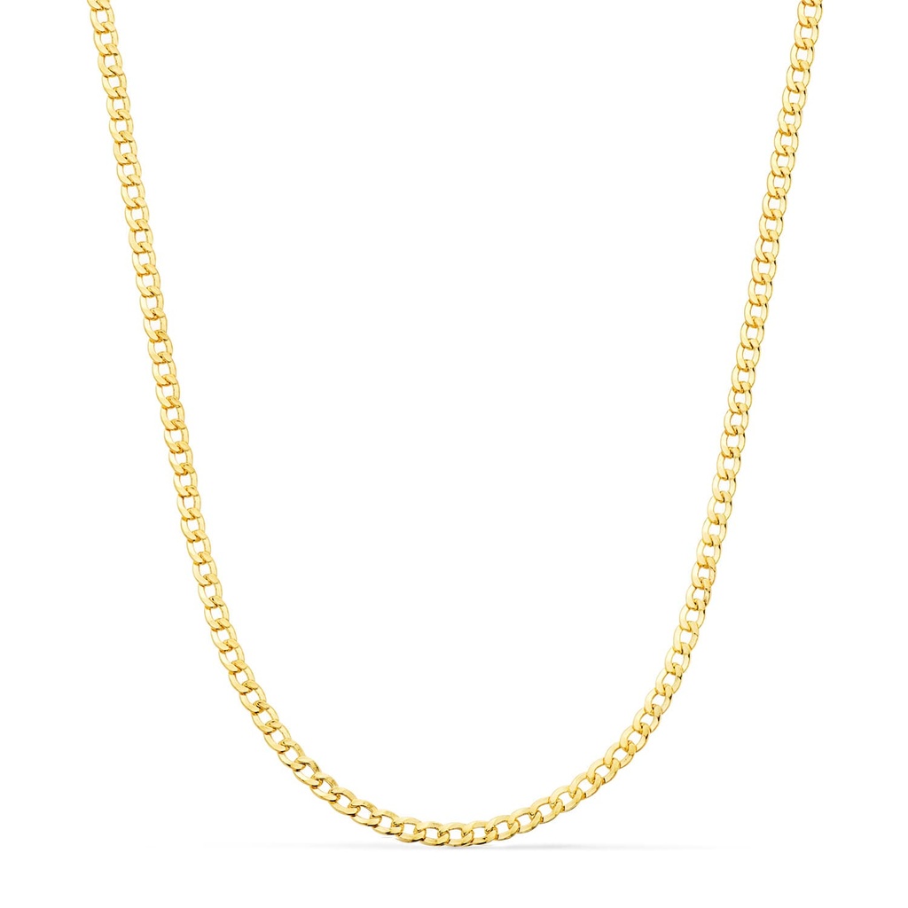 18K CADENA ORO AMARILLO BARBADA HUECA ANCHO: 2.5MM LARGO: 60CM