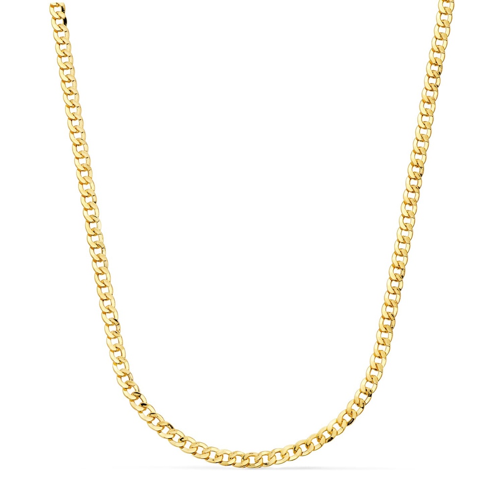 18K CADENA ORO AMARILLO BARBADA HUECA ANCHO: 3.2MM LARGO: 60CM