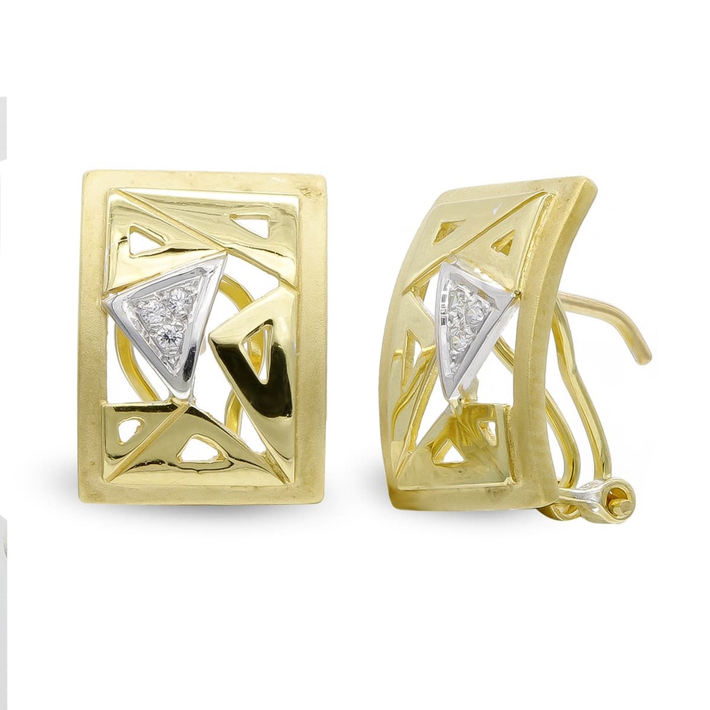 18K PENDIENTES ORO BICOLOR TRIANGULOS CALADOS