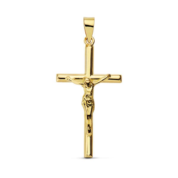 18K CRUZ CRISTO PALO REDONDO. 27X14 MM