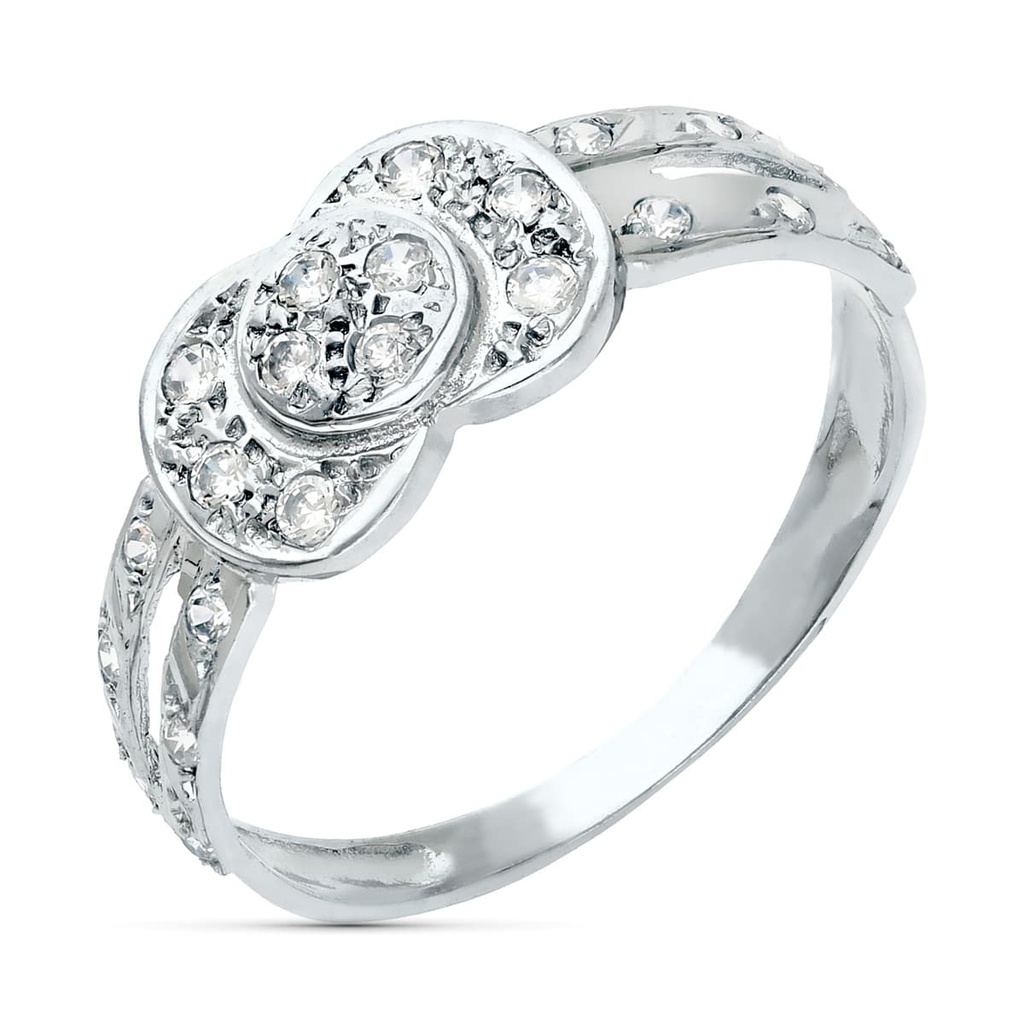 18K SORTIJA ORO BLANCO JUEGO NOVIA CIRCONITAS ANCHO 8 MM