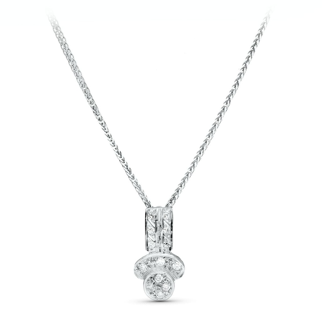 18K GARGANTILLA ORO BLANCO JUEGO NOVIA CIRCONITAS 45 CM CENTRO 16X8 MM