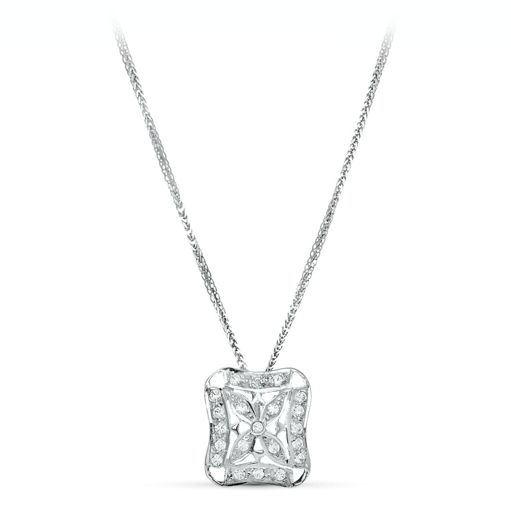 18K GARGANTILLA ORO BLANCO JUEGO NOVIA 45 CM MOTIVO 17X17 MM