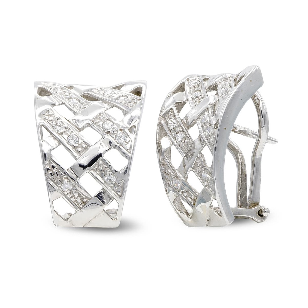 18K PENDIENTES ORO BLANCO Y CIRCONITAS CIERR OMEGA