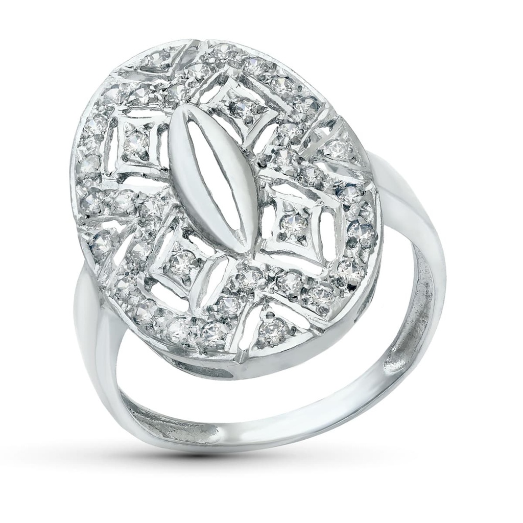 18K SORTIJA ORO BLANCO JUEGO NOVIA JUEGO CIRCONITAS 23X15 MM