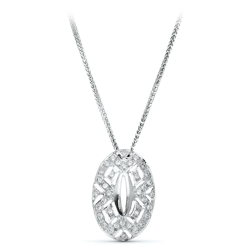 18K GARGANTILLA ORO BLANCO JUEGO NOVIA 45CM CENTRO CIRCONITAS 23X15 MM