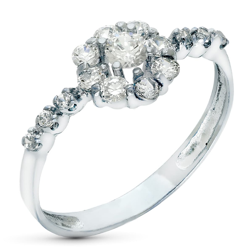 18K SORTIJA ORO BLANCO JUEGO DE NOVIA CIRCONITAS 8 MM