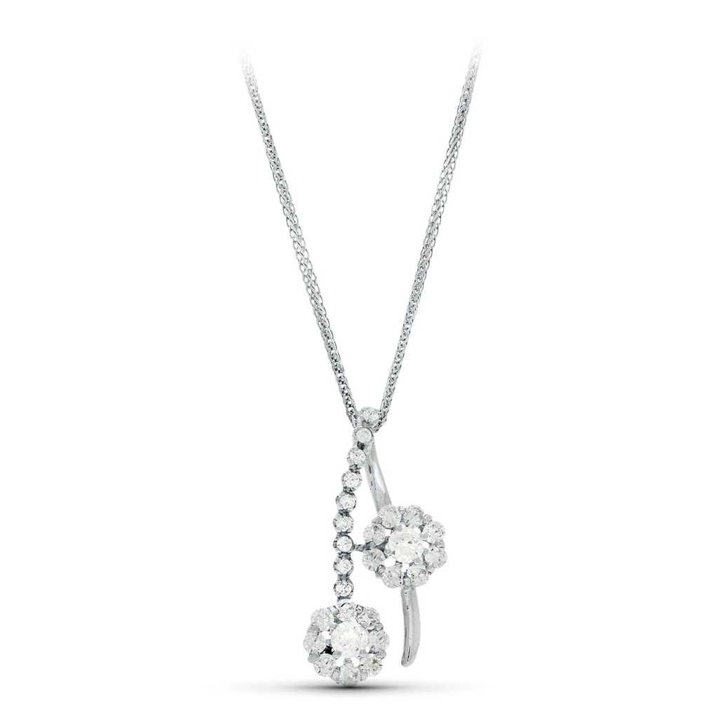18K GARGANTILLA 45 CM ORO BLANCO JUEGO DE NOVIA CIRCONITAS MOTIVO 26X14 MM