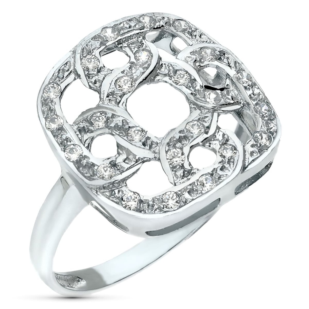 18K SORTIJA ORO BLANCO Y CIRCONITAS
