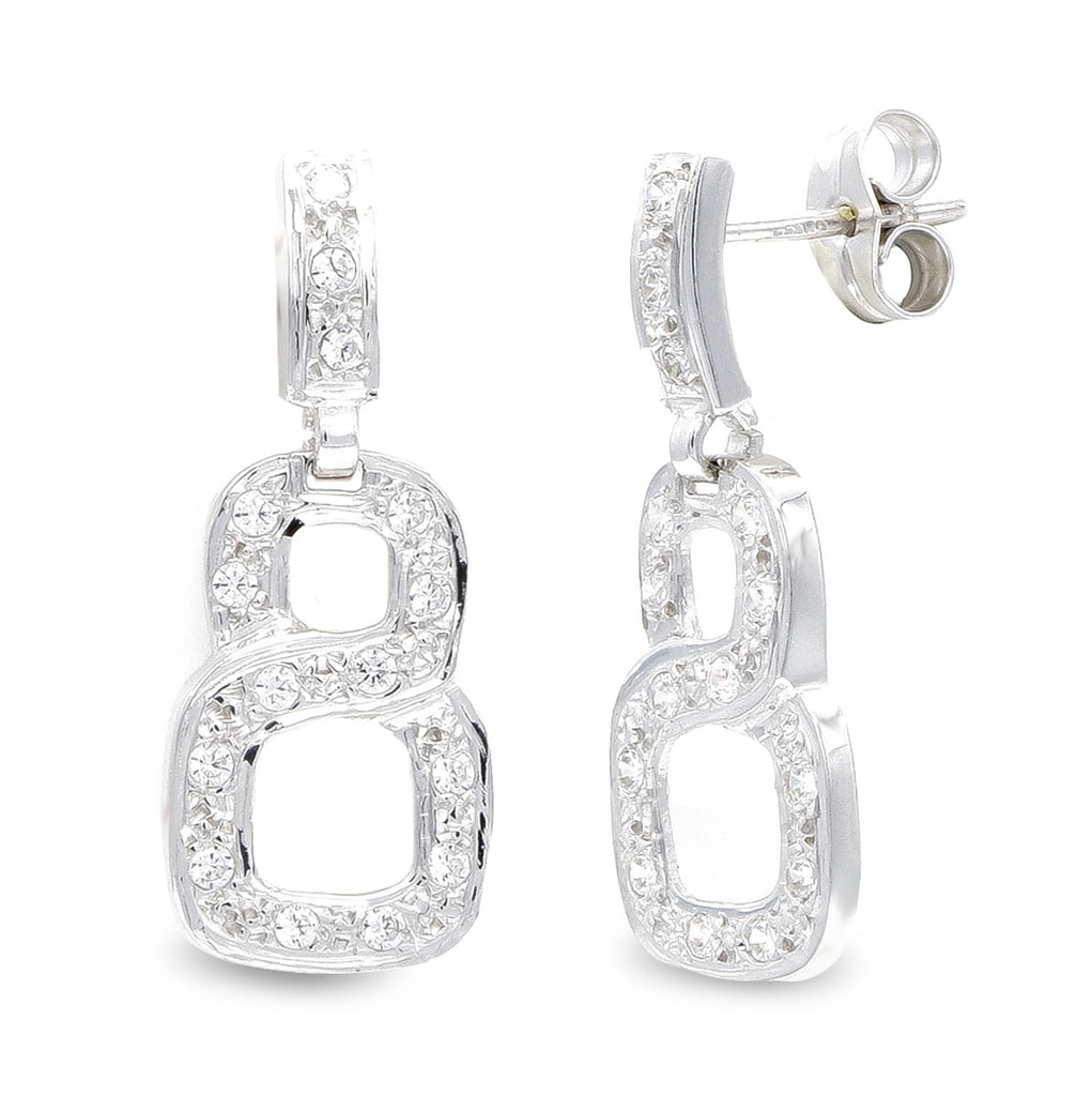 18K PENDIENTES ORO BLANCO LARGOS CIRCONITAS