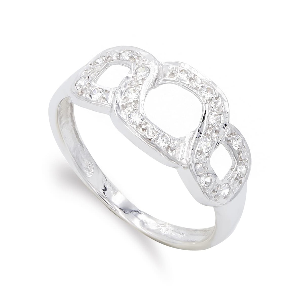 18K SORTIJA ORO BLANCO Y CIRCONITAS