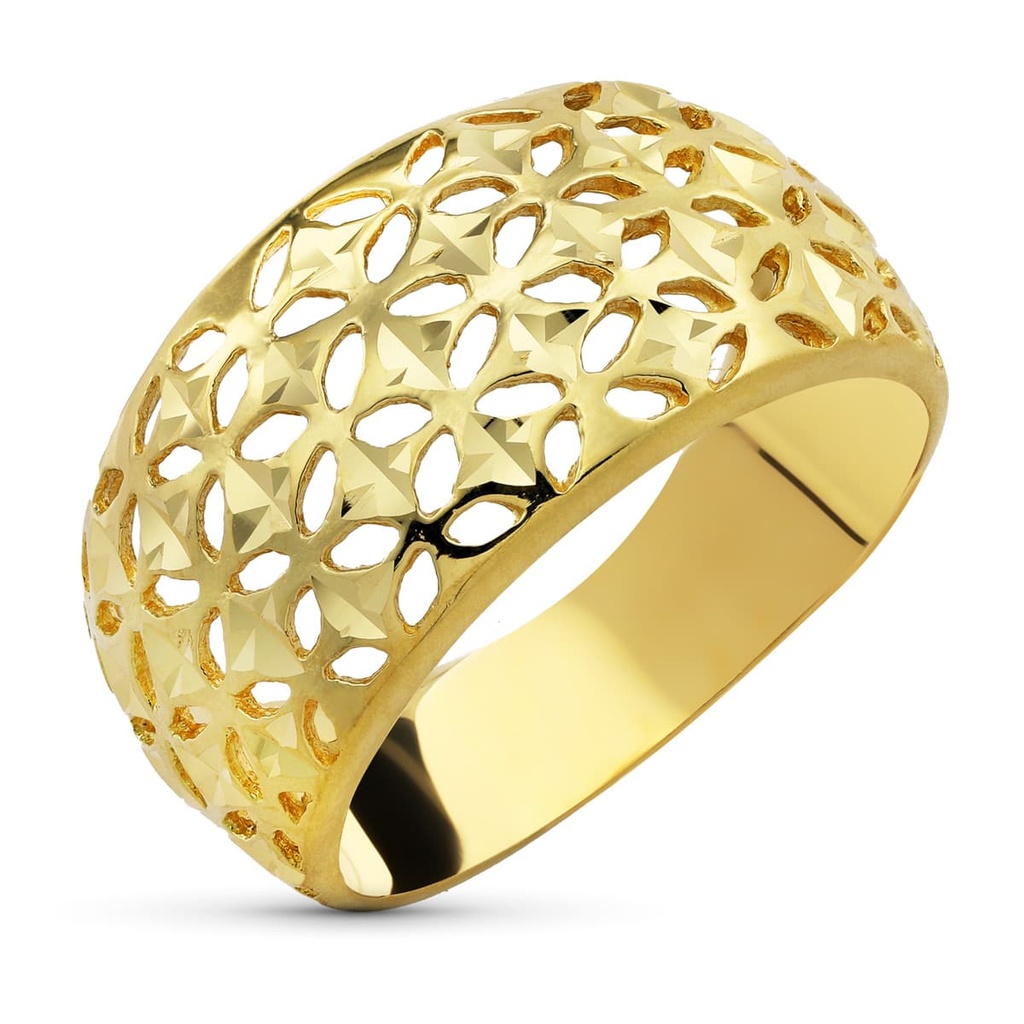 18K SORTIJA ORO AMARILLO TALLADA ANCHO TOTAL 12 MM