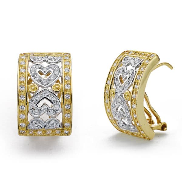 18K PENDIENTES BICOLOR CIRCONITAS OMEGA 20X12 MM