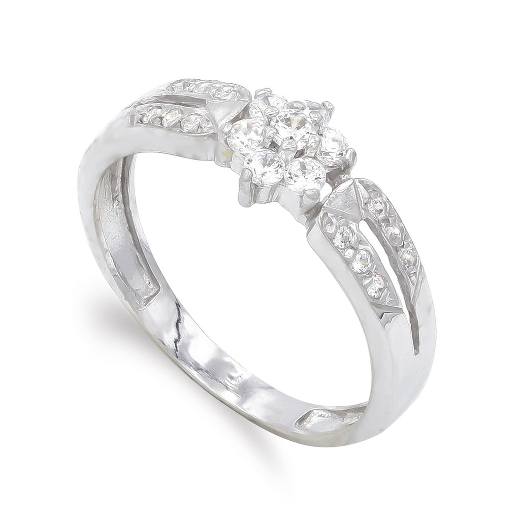 18K SORTIJA ORO BLANCO Y CIRCONITAS